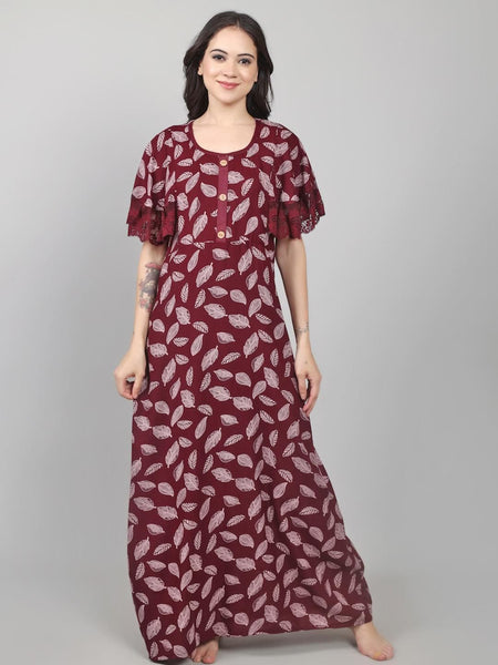 Be You Leaf Printed Maxi Nightdress