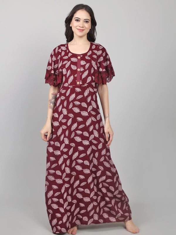 Be You Leaf Printed Maxi Nightdress