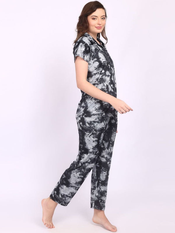 Be You Women Tie-Dye Print Top & Pyjama Night suit