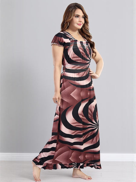 Be You Printed Square Neck Maxi Nightdress