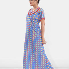 Be You Women Printed Pure Cotton Maxi Nightdress