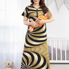 Be You Sarina Satin Spiral Printed Maxi Nightdress