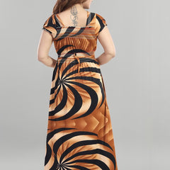 Be You Sarina Satin Spiral Print Maxi Nightdress