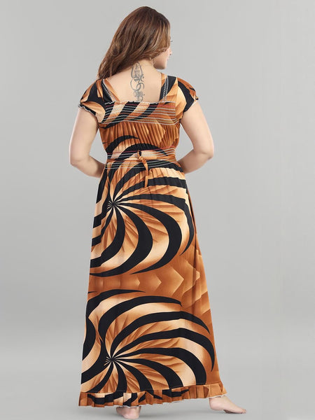 Be You Sarina Satin Spiral Print Maxi Nightdress