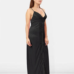 Be You Women Sleeveless Satin Maxi Nightdress