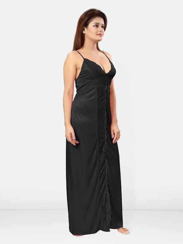 Be You Women Sleeveless Satin Maxi Nightdress