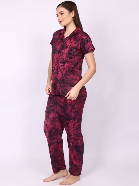 Be You Women Abstract Printed Shirt & Pyjama Night suit