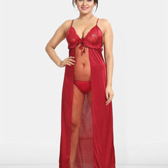 Be You Women Solid Maxi Nightdress