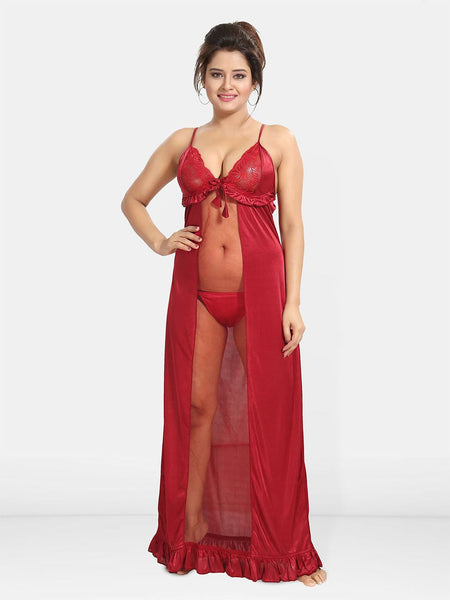 Be You Women Solid Maxi Nightdress