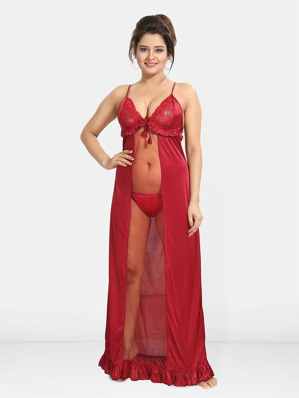 Be You Women Solid Maxi Nightdress
