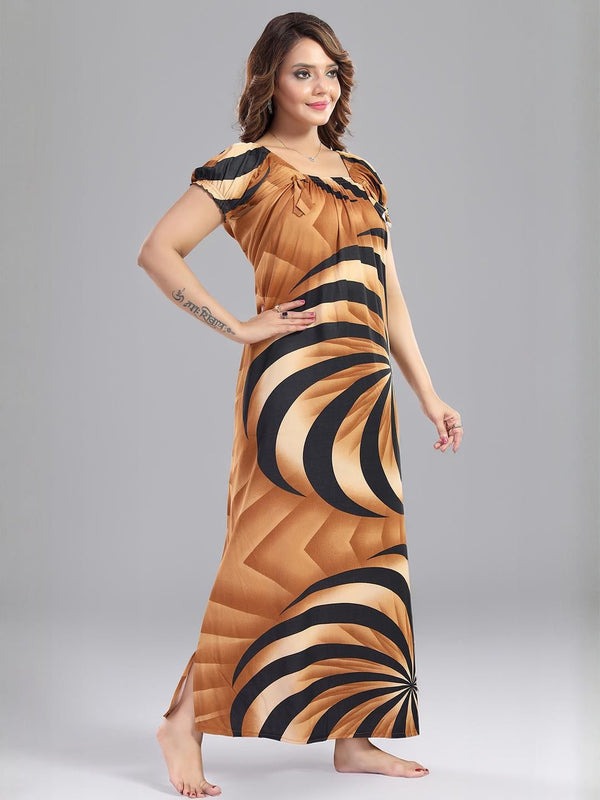 Be You Sarina Satin Spiral Print Maxi Nightdress