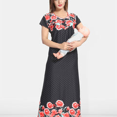 Be You Women Printed Maxi Maternity Nightdress