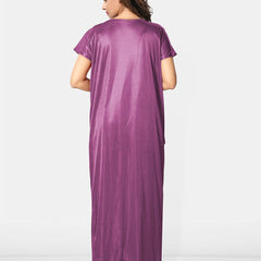 Be You Solid Satin 2 pieces Nighty with Robe