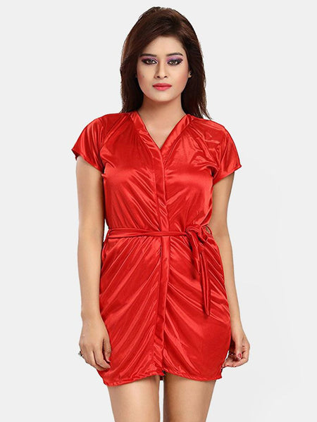 Be You Women Satin Nightwear Set-4 Pcs