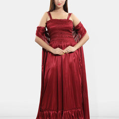 Be You Women Satin Maxi Wrap Nightdress With Robe