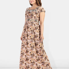 Be You Women Printed Maxi Nightdress