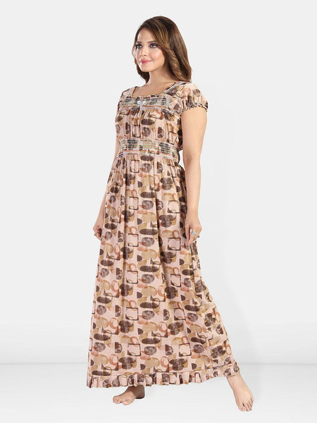 Be You Women Printed Maxi Nightdress