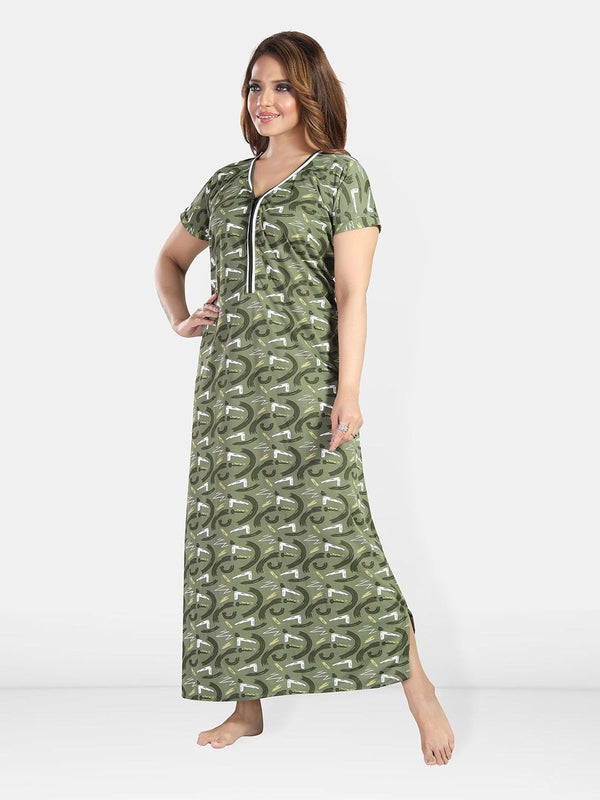 Be You Women Printed Maxi Nightdress