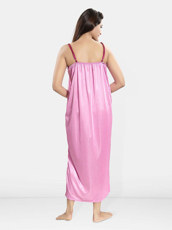 Be You Embroidered Satin Maxi Nightdress With Robe