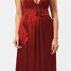Be You Women Halter Neck Self Design Nightgown
