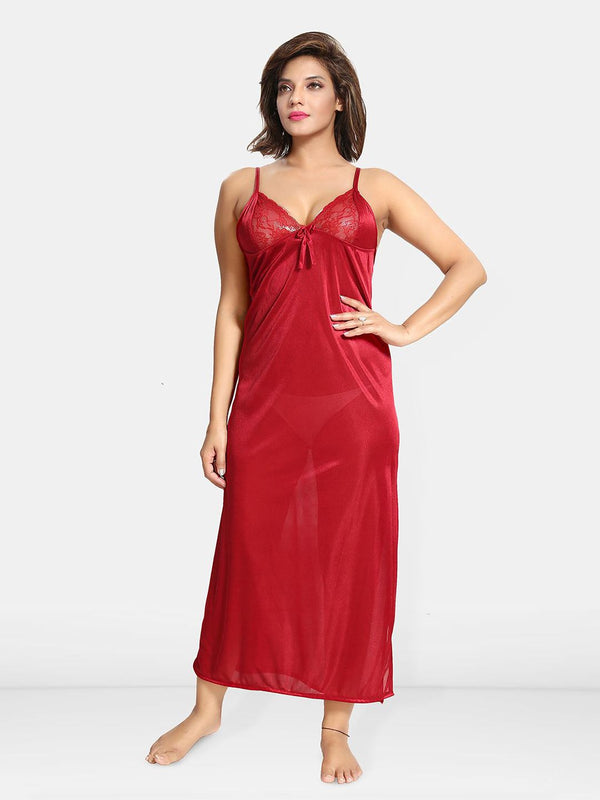 Be You Women 2 pieces Satin Nighty with Robe Maxi Nightdress