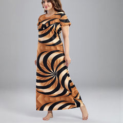 Be You Sarina Satin Spiral Printed Maternity Maxi Nightdress