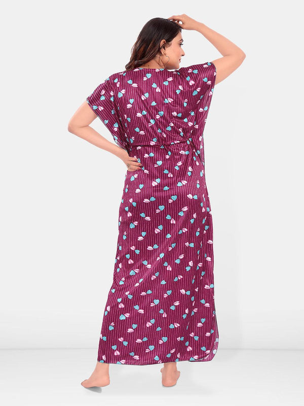 Be You Women Printed Maxi Nightdress