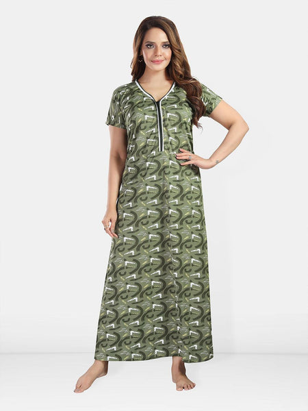 Be You Women Printed Maxi Nightdress