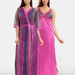 Be You Set of 2 Satin Maxi Wrap Nightdress