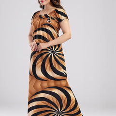 Be You Sarina Satin Spiral Print Maxi Nightdress