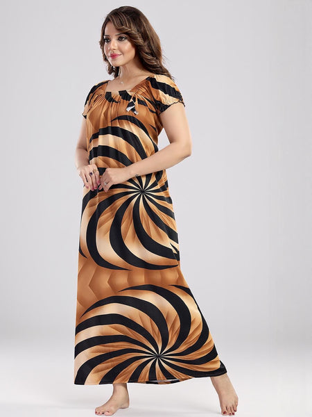 Be You Sarina Satin Spiral Print Maxi Nightdress