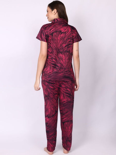 Be You Women Abstract Printed Shirt & Pyjama Night suit