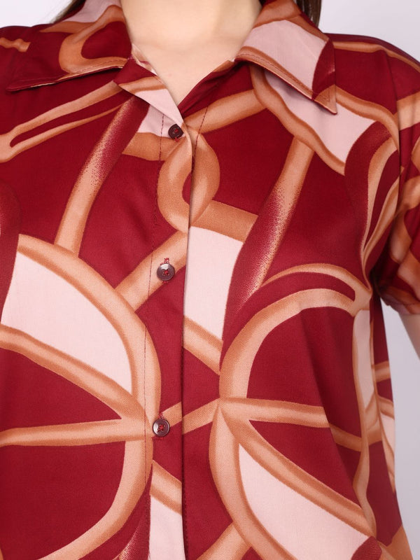 Be You Women Maroon Printed Night suit