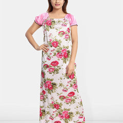 Be You Women Printed Maxi Nightdress