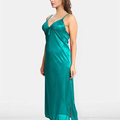 Be You Solid Satin Maxi Nightdress With Robe
