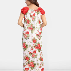 Be You Square Neck Floral Printed Satin Maxi Nightdress