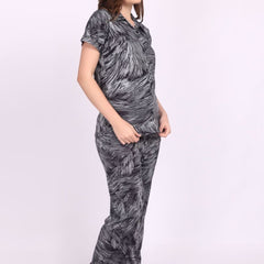 Be You Women Sarina Satin Abstract Print Top & Pyjama Night Suit