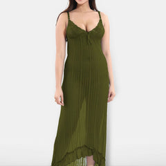 Be You Women Self Design Shoulder Straps High-Low Net Baby Doll