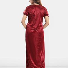 Be You Women Satin Maxi Wrap Nightdress With Robe