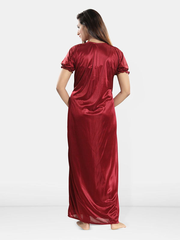 Be You Women Satin Maxi Wrap Nightdress With Robe