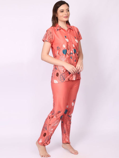 Be You Women Floral Printed Top & Pyjama Night suit