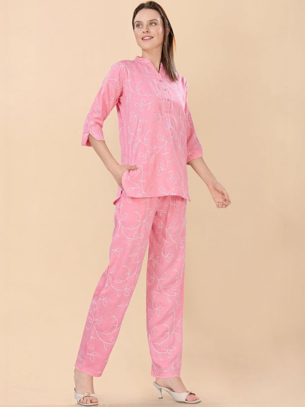 Be You Embroidered Top With Trousers Co-Ords
