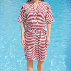 Striped Terry Cotton Bath Robe / Bath Gown for WOMEN