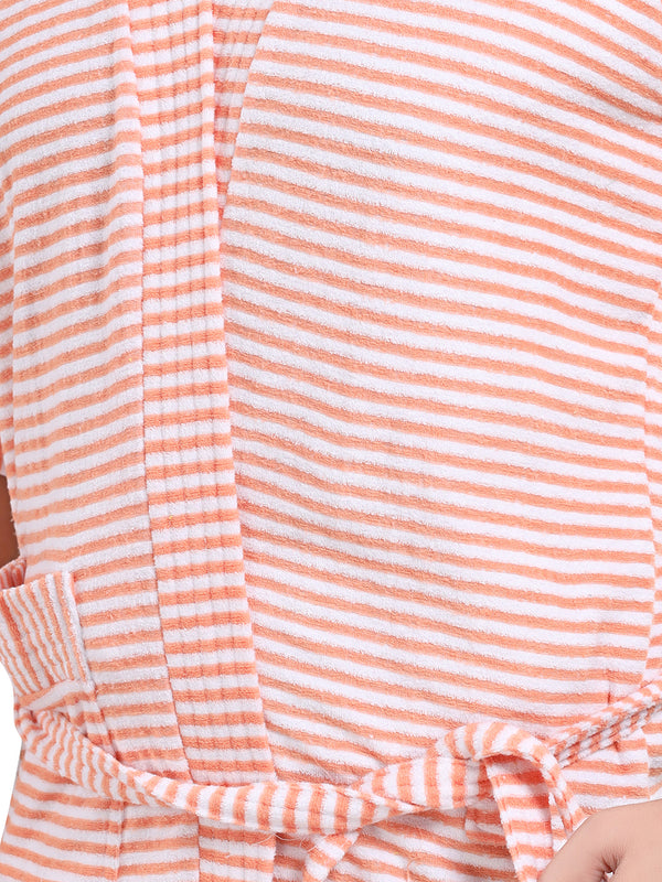 Striped Terry Cotton Bath Robe / Bath Gown for WOMEN