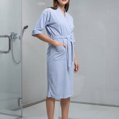 Striped Terry Cotton Bath Robe / Bath Gown for WOMEN
