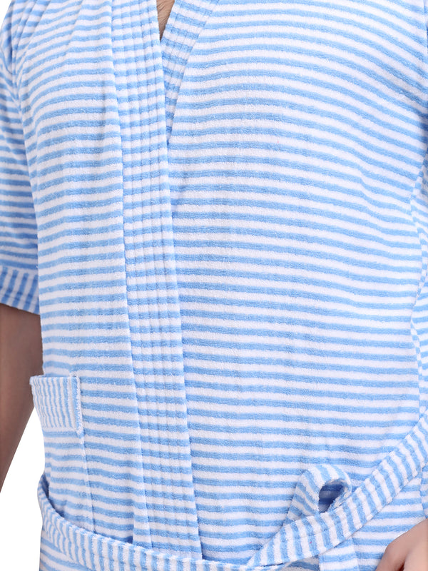 Striped Terry Cotton Bath Robe / Bath Gown for WOMEN