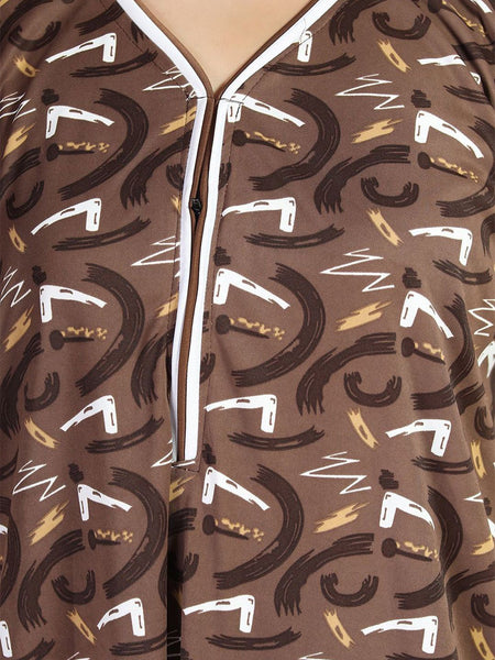 Be You Geometric Printed V-Neck Maxi Regular Nightdress