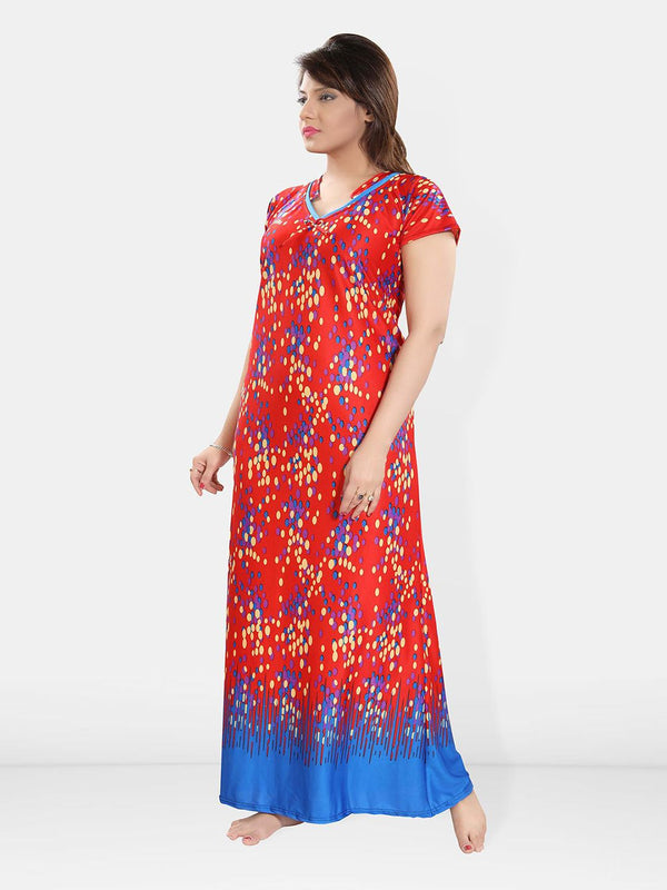 Be You Women Polka Dots Printed Maxi Nightdress