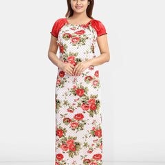 Be You Square Neck Floral Printed Satin Maxi Nightdress