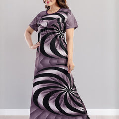 Be You Sarina Satin Spiral Printed Maternity Maxi Nightdress